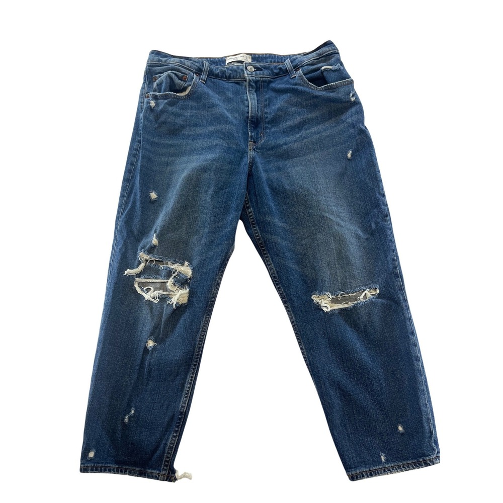 16S Abercrombie‎ & Fitch Curve Love Mom High Rise Distressed Jeans 33 16S Blue